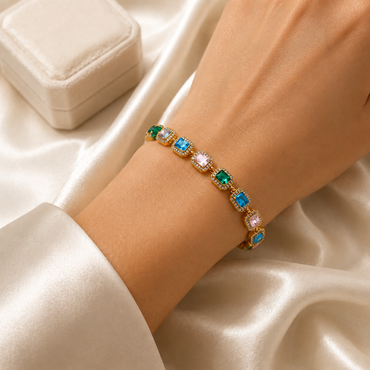 Micro-Pavé Princess-Cut Crystal Bracelet
