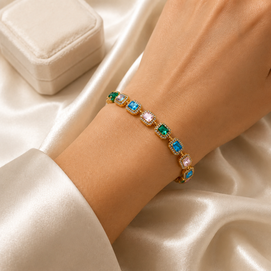 Micro-Pavé Princess-Cut Crystal Bracelet