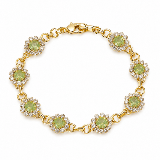 Gold-Plated Crystal Flower Tennis Bracelet